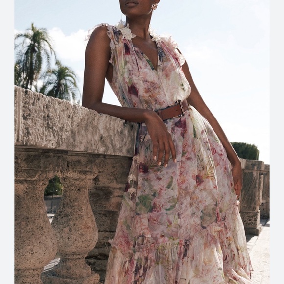 Zimmermann Dresses & Skirts - Zimmermann Floral Maxi Dress in Pink and Green